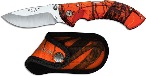 Buck Knives 395 Omni Hunter 10pt Folding Knife with Heavy-Duty Nylon Sheath - Blaze Orange